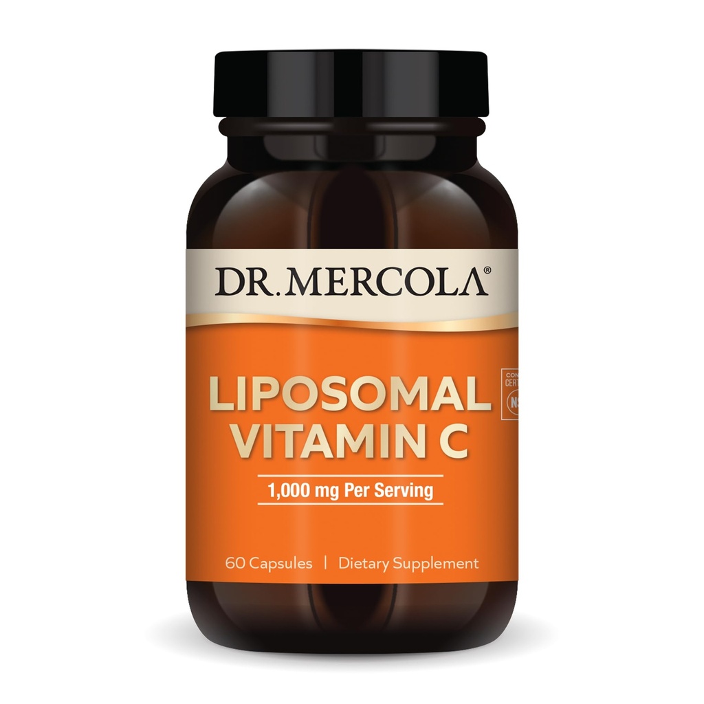 Dr. Mercola Liposomal Vitamin C - Brain, Heart, Eye & Immune Support - Bio available C - Non-GMO, Gluten-Free & Soy-Free - 60 Capsules (30 hizmet)