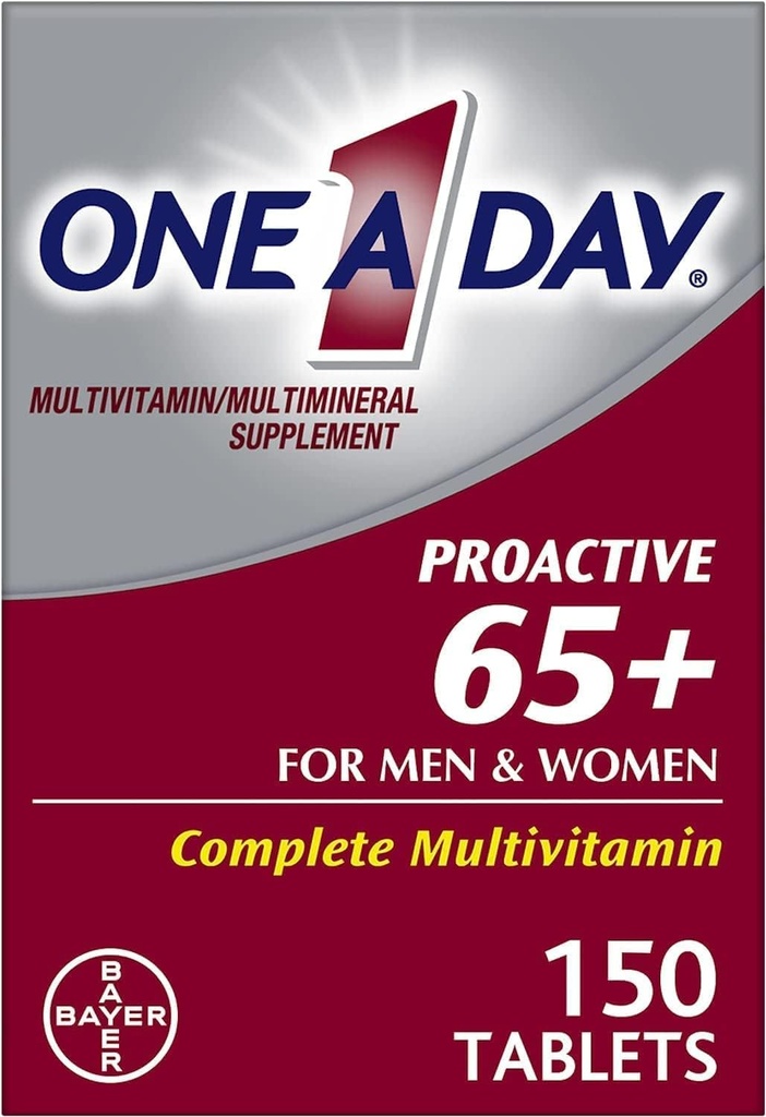 Bir Gün Proaktif 65 Plus Erkekler ve Kadınlar için Çokvitaminler, 150 Tablet (Pack of 2) One-A-Day