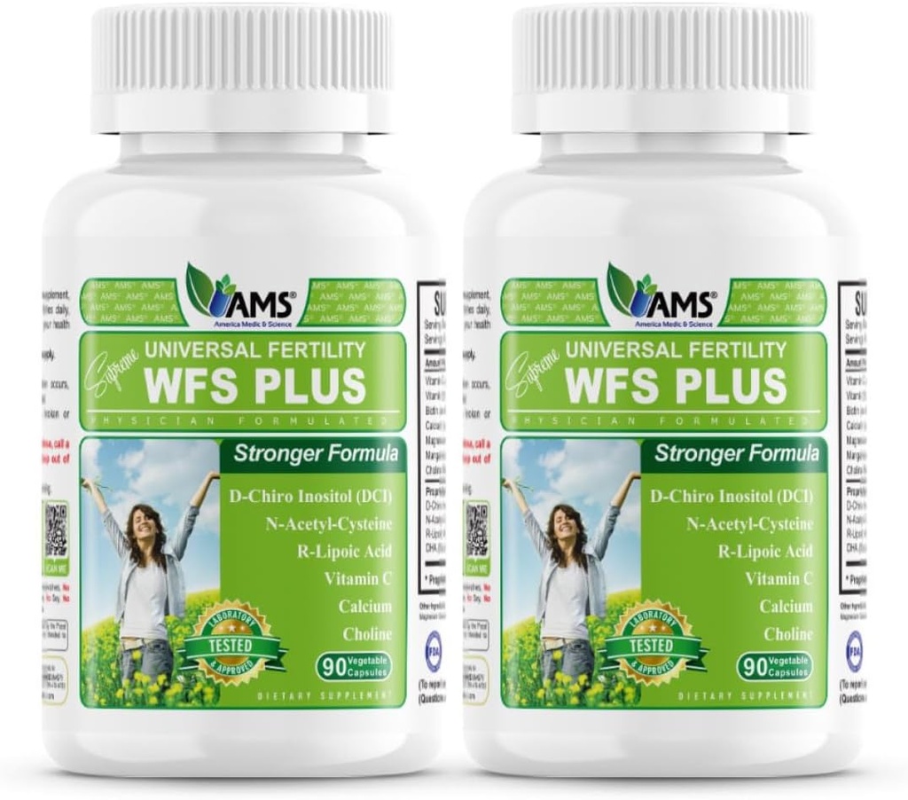 Amerika Medic & Science WFS Plus Women (90 Capsules) Supports Ovulatory Health | Natural Preconception Vitamins, Reproductive Aid, D-Chiro Inositol, DHA (Pack of 2)