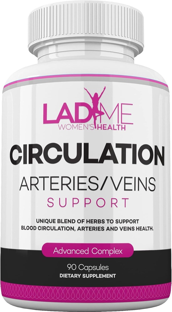LadyMe Circulation and Vein Support Helps Reduce Discomfort in Legs and Supports Health Cardiovascular Functions with Butchers Broom, Diosmin, Hawthorns 3Months Supply for Women 90 Capsules