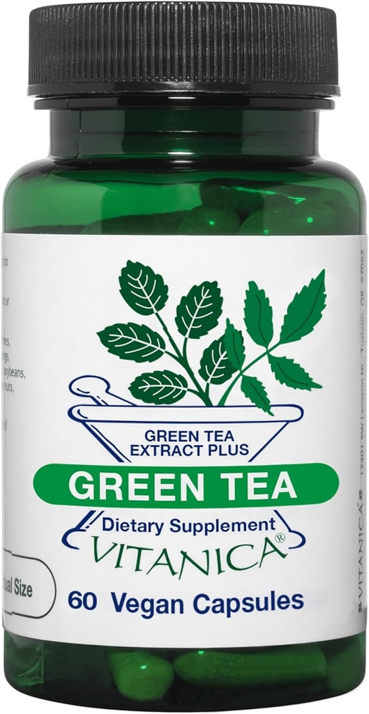 Vitanica Green Tea - Yeşil Çay Polifenollerinin 330 mg - Immune Health Support için Antioksi Supplement - Meme Sağlığı için Vegan Supplement - Pro Logo - 60 Vegan Caps
