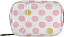 Pink Golden Polka Dots Pill Box 7 Day Pill Case Bag Travel Pill Organizer Bag with Surface Portable Weekly Case Compact Boyut for Vitamin Supplement Sahibi