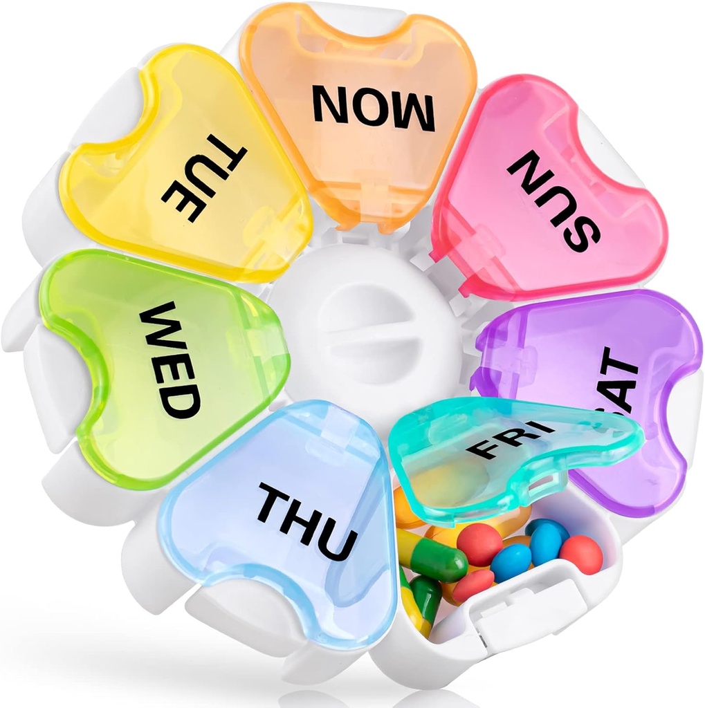 Haftalık Pill Organizer Easy Push Düğme Design, Gelibo Büyük Pill Box 7 Gün, Günlük Pill Case Tıp Vitamini, Fish Oils, Supplement Arthritis Friendly New Edition