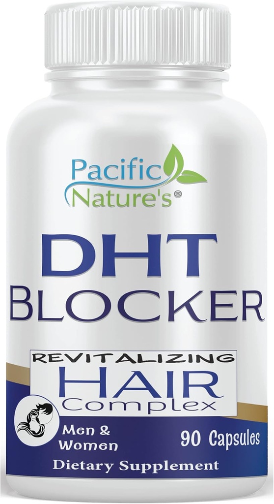 PACIFIC NATURE'S DHT Blocker Revitalizing Hair Growth Supplement (90 κάψουλες) Υποστηρίζει υγιή ανάπτυξη των μαλλιών τόσο σε άνδρες και γυναίκες - μη-GMO, χωρίς γλουτένη