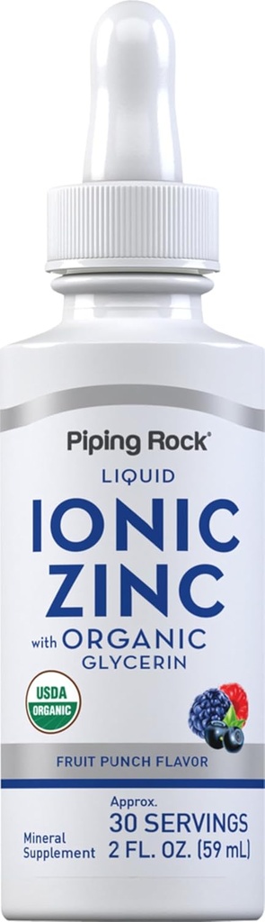 Piping Rock Liquid | Ionic Çinko Sulfate | Organik Glycerin | 2 oz | Meyve Züvor | Vejetaryen, Non-GMO, Gluten Free Supplement Supplement