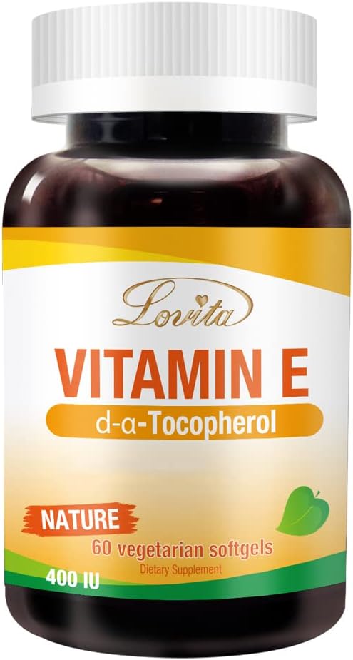 Lovita Vitamini E 400 IU Softgels, Natural 268 mg (D Alpha Tocopherol) Vegan, Sağlıklı Cilt, Saç, Nails & Immune System Support, 60 Vegetarian Softgels