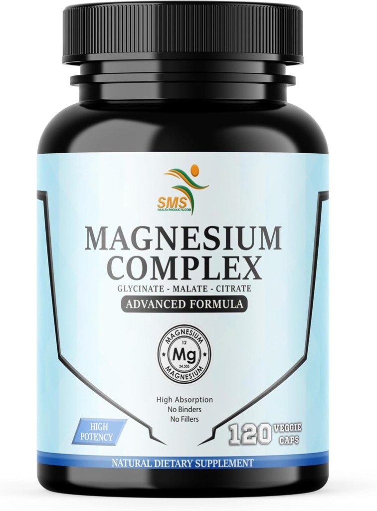 Magnezyum Kompleksi | 470 mg of Magnezyum Glycinate, Malate, & Citrate for Muscles, Nerves, & Energy | High Abpole | Vegan, Non-GMO | 120 Capsules