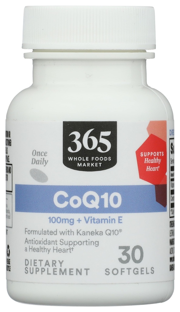 365 από Whole Foods Market, CoQ10 100 MG Plus Vitamin E, 30 Count