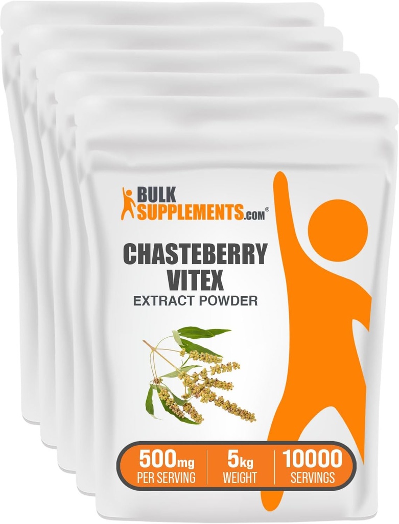 BulkSupplements.com Chasteberry Extract Powder - Chasteberry Πηγή από το Vitex Berry, συμπλήρωμα βοτάνων - Vegan & Gluten Free, 500mg ανά Σερβίρισμα, 1kg (2,2 lbs) (πακέτο των 5)