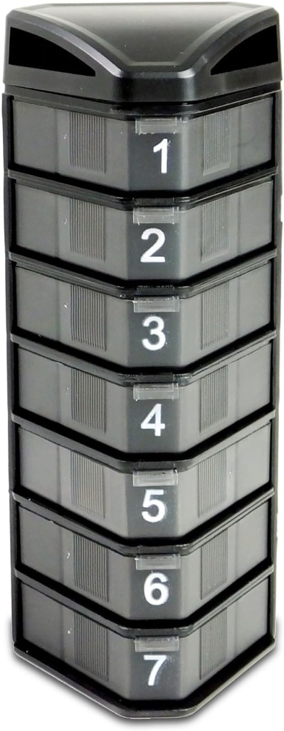 Deke Home - Stackable Pill Organizer 3 φορές την ημέρα, 7 ημέρα Pill Dispenser, Weekly Pill Organizer για φαρμακευτική αγωγή, βιταμίνη, συμπλήρωμα, ανθεκτική σκληρή περίπτωση, Ασφαλής κλείσιμο, BPA δωρεάν, εύκολο να καθαρίσει