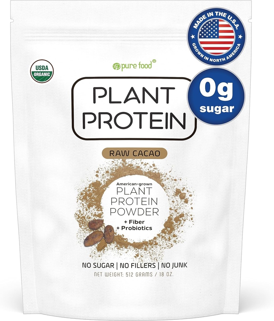 Saf Gıda: Probiyotiks ile Bitki bazlı Protein Toz | Organik, Temiz, Tüm Doğal, Vegan, Vejetaryen, Tüm Superfood Beslenme Tamamı Hayır Katkılarla Tamamlandı | Keto (Chocolate)