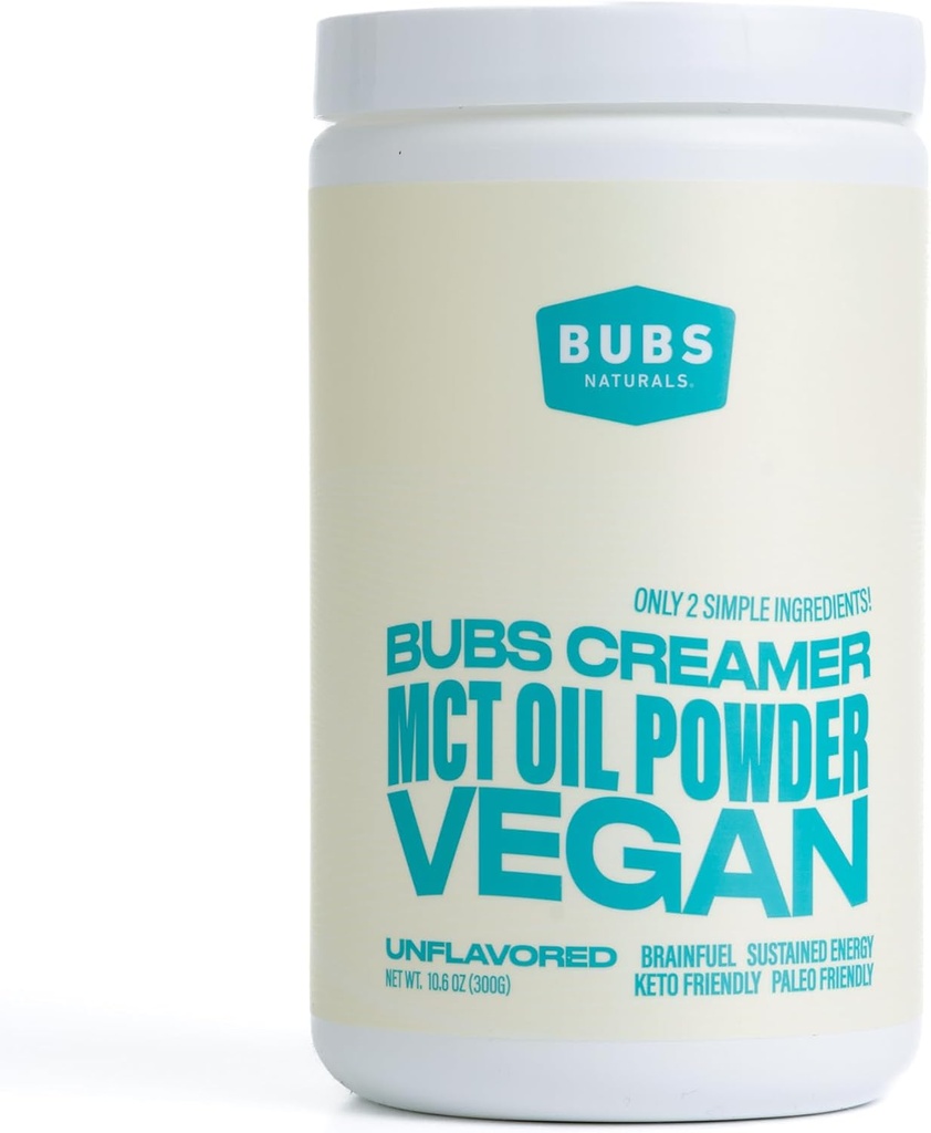 BUBS Naturals MCT Oil Toz - Premium MCT Oil & Keto Coffee Creamer - Vegan & Paleo Dostu - Sağlıklı Piramit Şişmanları + Low Carb - Sütsiz Enerji Kaynağı Shakes, Smoothies & Baking (10.6 oz)