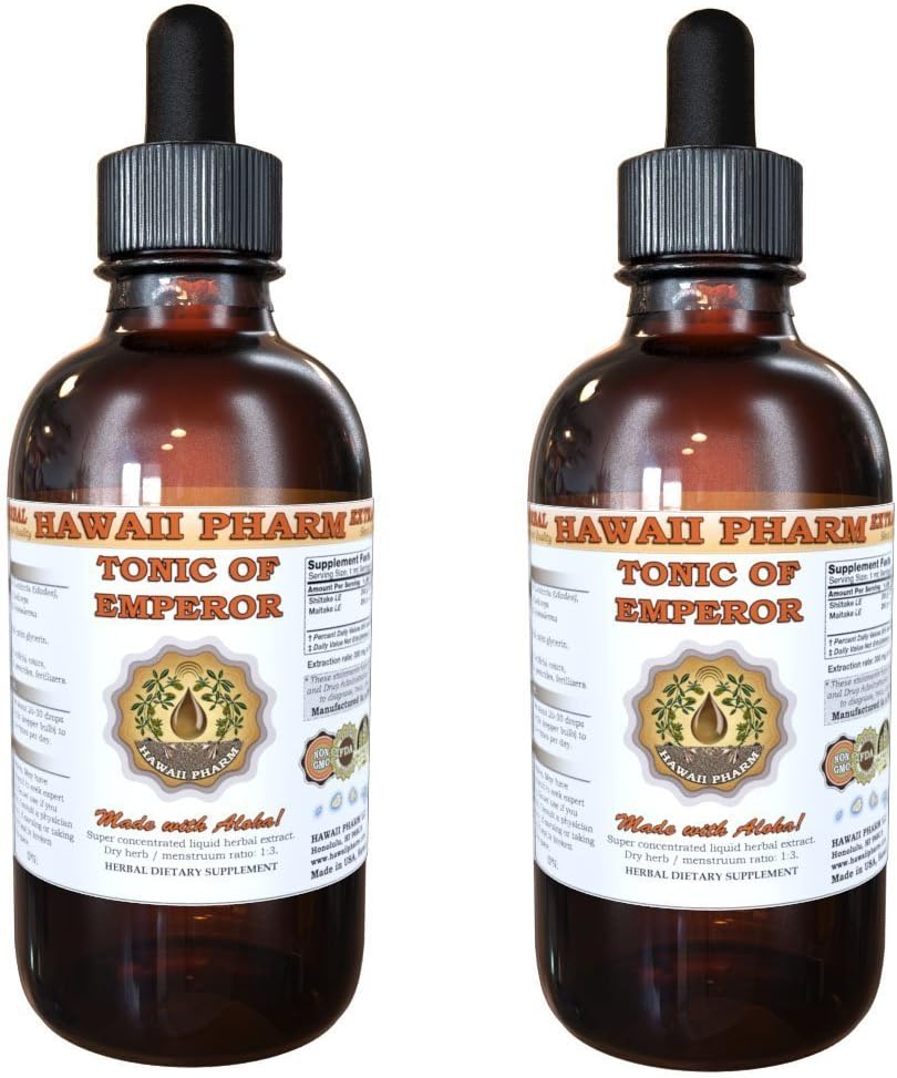 HawaiiPharm Shiitake, Maitake, Cordiceps, Reishi Liquid Extract, Organik kıl Shiitake, Maitake, Cordiceps, Reishi Tincture, Herbal Supplement, USA, 2x2 fl.oz