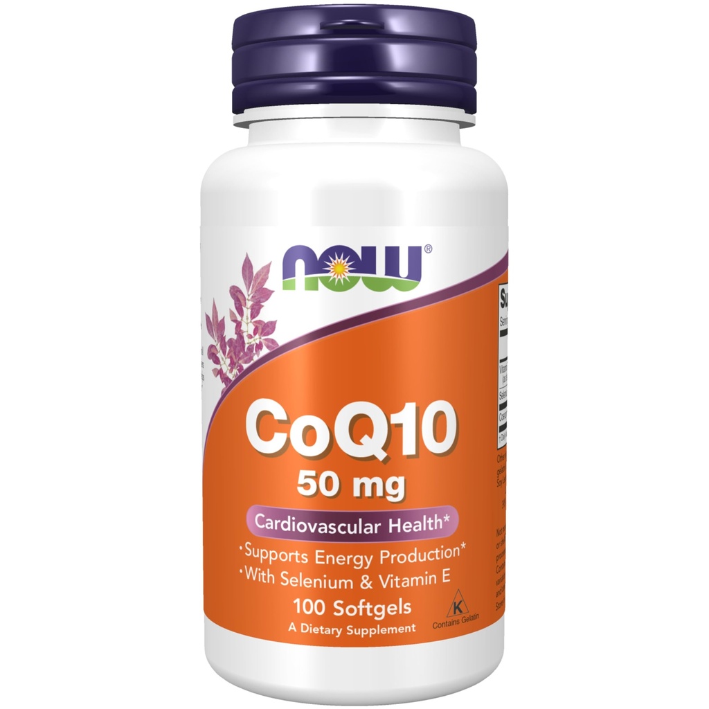 Şimdi Supplements, CoQ10 50 mg, Farm Grade, Fermentation tarafından üretilen All-Trans Form, 100 Softgels