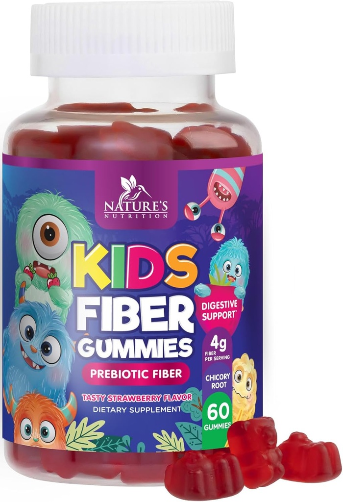 Ίνες Gummies για τα παιδιά, καθημερινά 4g Gummy Fiber συμπλήρωμα, Prebiotic Digestive Health Support - Nature's Plant Based Soluble Fiber, υποστηρίζει την κανονικότητα και την πέψη για τα παιδιά μη-GMO - 60 Gummies