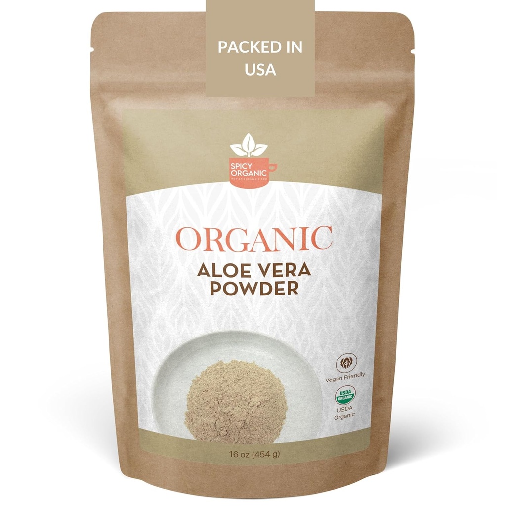 Organic Aloe Vera Powder for Skin & Hair – 8 oz. - Aloe Barbadensis - Μάσκα προσώπου για φυσική ομορφιά, USDA Certified Organic & Non-GMO