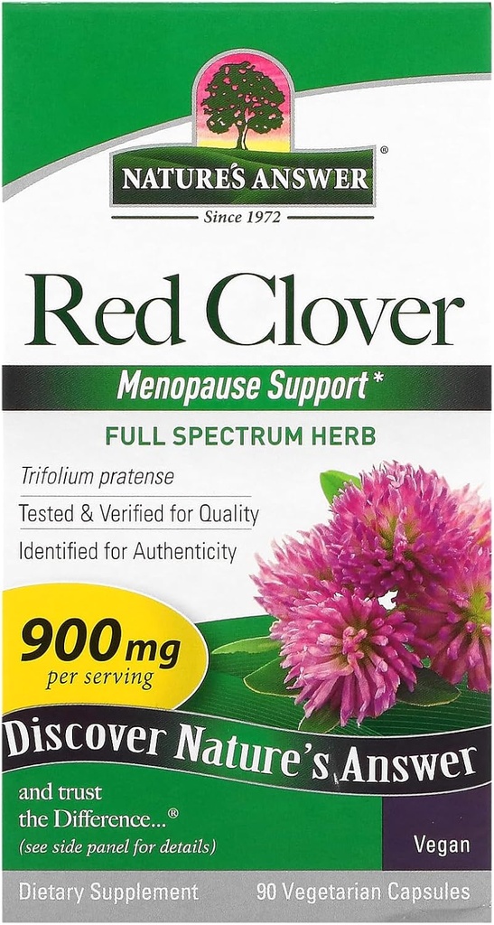 Doğa Red Clover (Trifolium Pratense) | Menopause için ideal | Full Spectrum Herb Organik | Yüksek Güçlü Diyet Tamam | Kosher, Gluten-Free, Non-GMO, Vegetarian & Vegan (90 Capsules)