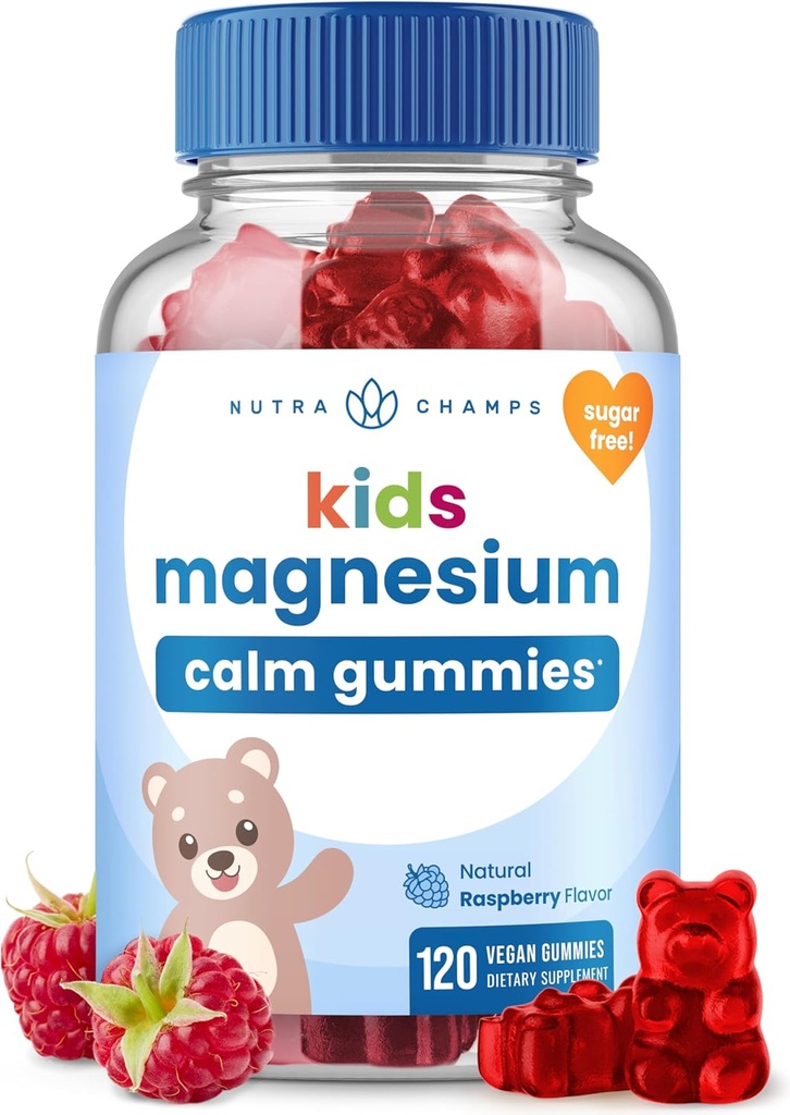 NutraChamps 120 Çocuk Magnezyum Gummies - Sugar Free Calm Magnezyum Gummies for Kids - 4 Ay Supply - Bone Health, Sleep - Magnezyum Citrate for Kids Supplement