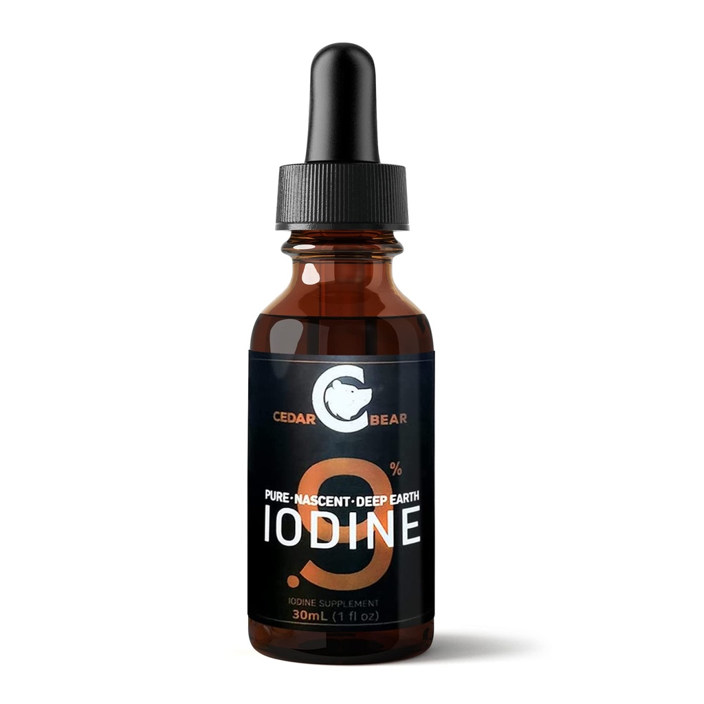 Cedar Bear -% 0.9 Pure Nascent Deep Earth Iodine Supplement, All-Doğan Desteği ve Metabolism ATM, Alkol Özgür Iodine Drops, Natural Iodine Liquid, 1 fl oz / 30 ml