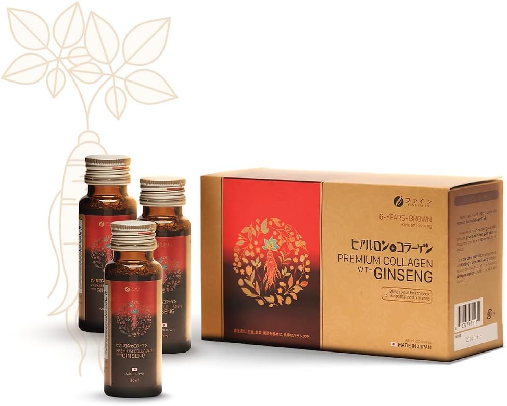 FINE JAPAN Premium Collagen & Ginseng Sıvı Supplement for Health Aging - Vegan, Hydrating Anti-Aging Serum, Collagen Supplements Peptides Toz Subsit - Women Wrinkles Sıvı Collagen for Women
