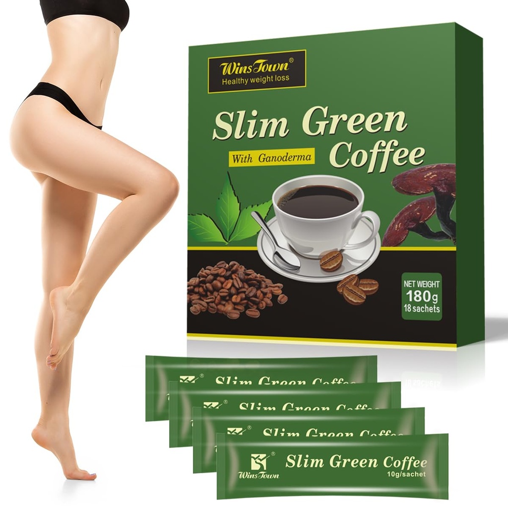 Premium Green Coffee Bean Extract Toz - Gluten-Free Green Coffee Bean Extract Supplements with 10 Natural Health Blends, Instant Coffee, 180g (18 Sachets)