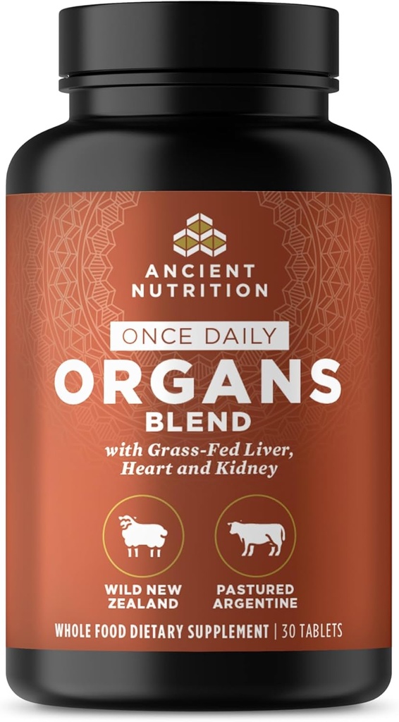 Eski Beslenme Organı Supplements, Once Daily Grass-Fed and Wild Organ Kompleksi Capsules, Liver, Heart, Kidney Supports Organ, Cognitive, and Immune System Health, 30 Ctt