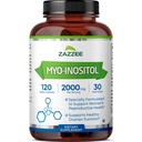 Zazzee Myo-Inositol Capsules, hizmet başına 2000 mg, 120 Vegan Capsules, Ideal Dosage for 40:1 Oran,% 100 Vegetarian, Hormon Denge & Sağlıklı Ovarian Function Support, All-Do-Dosage