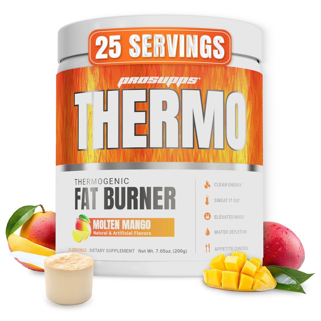 PROSUPPS Thermogenic Fat Burner Toz, Molten Mango - Kilo Kaybı ve Metabolism Branson Kadınlar ve Erkekler için İşi Tamamlamak - Enerjiyi Güçlendirmek - Gluten-Free - 25 Hizmetler