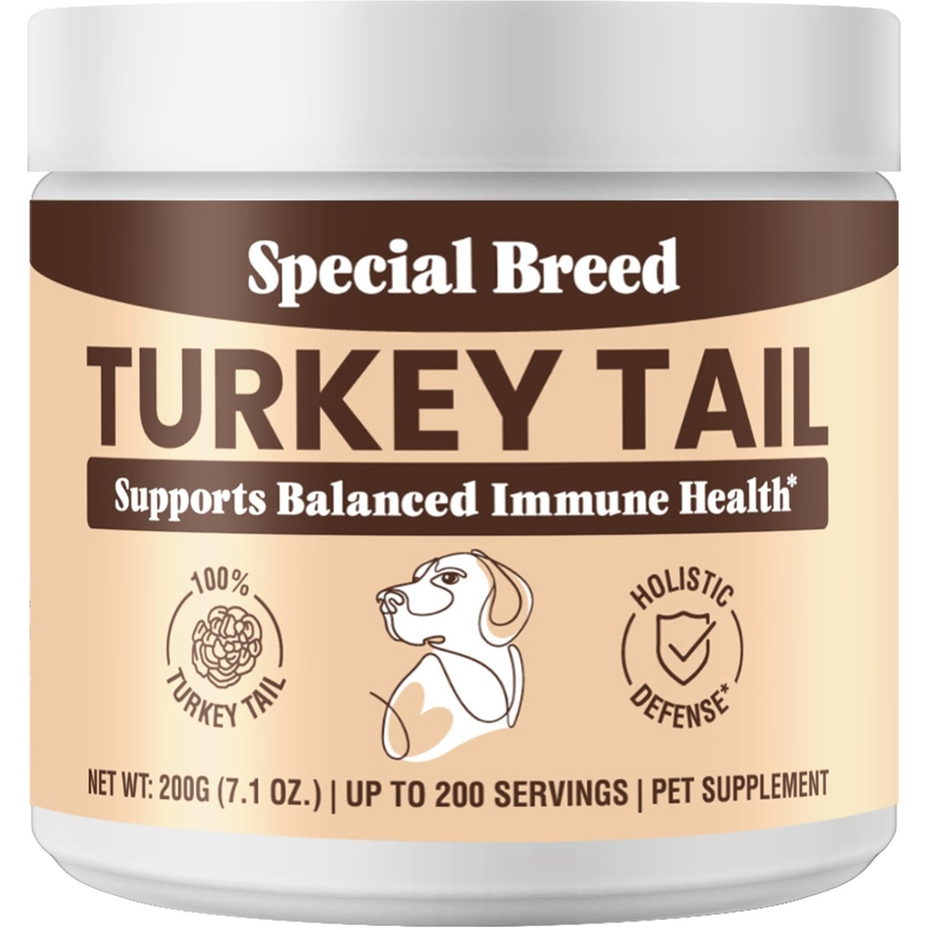 Türkiye Köpekler için Tail Mushroom - Köpekler için Organik Türkiye Tail for Dogs Mushroom Toz for Respiratory, Immunity, Digestion - Lipoma Lumps and Bumps Supplement, No Fillers - 200 Grams
