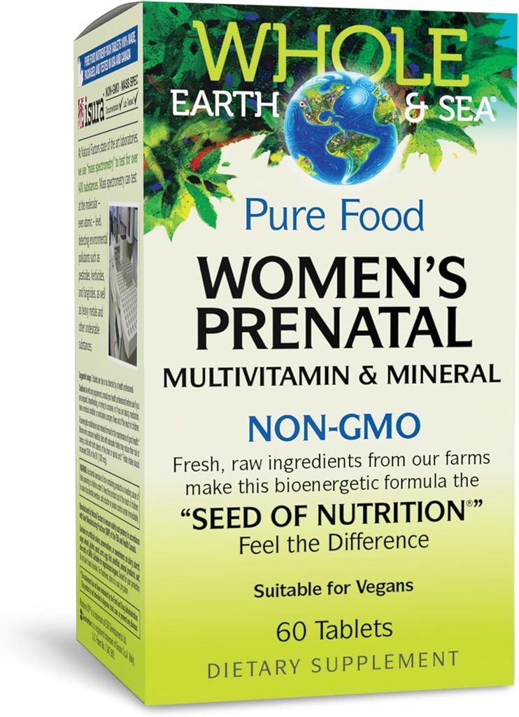 Doğal Faktörler Tüm Dünya ve Deniz, Kadın Prenatal Multivitamin ve Mineral, Tüm Gıda Tamam, Vegan, 60 Tablet