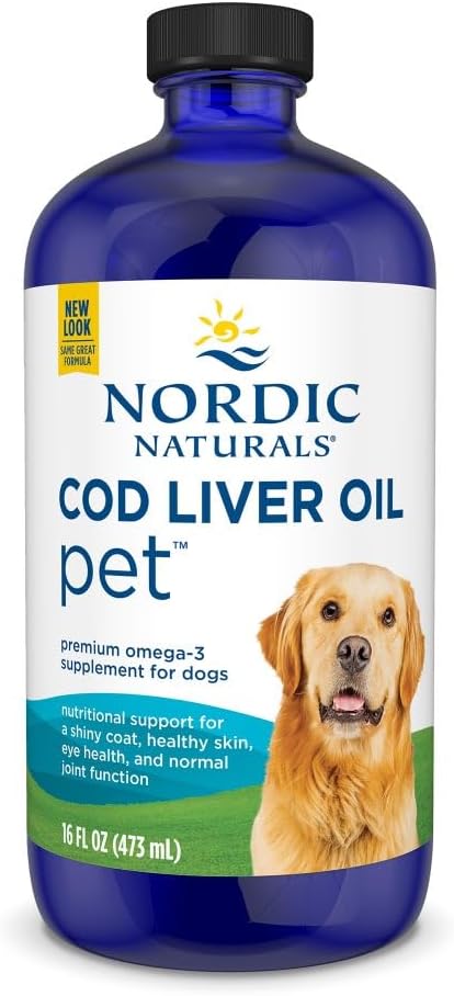 İskandinav Naturals Pet Cod Liver Oil, Unflavored - 16 oz - 1048 mg Omega-3 Per Teaspoon - Don Oil for Dogs with EPA & DHA - Discovers Skin, Coat, & Immune Health