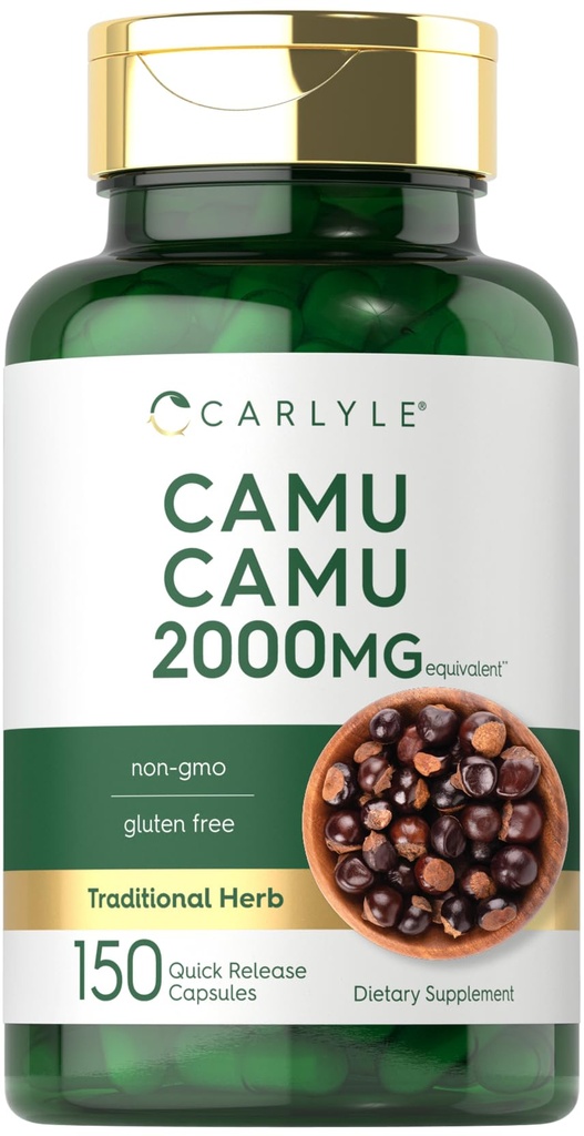 Carlyle Camu C | 2000 mg | 150 Capsules | Herb Extract Supplement | Myrciaria Dubia | Non-GMO ve Gluten Free