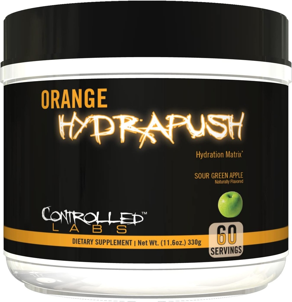 CONTROLLED LABS Orange HydraPush Electrolyte Toz, 60 Hizmet - Gelişmiş Hydrating Recovery - Coconut Water & Taurin - Boost Energy & Art Endurance (Sour Green Apple)