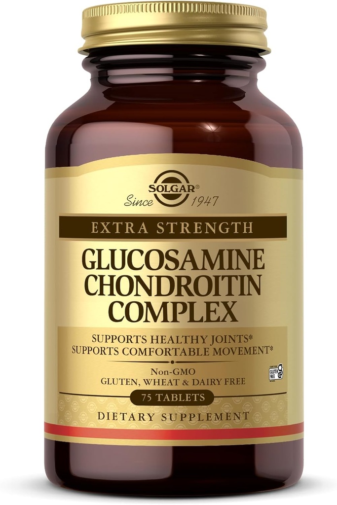 Solgar Ekstra Güçlü Glucosamine Chondroitin Kompleksi - 75 Tablet - Sağlıklı Ortaklar ve Rahat Hareket - Gluten Ücretsiz, Süt Ücretsiz - 25 Hizmet