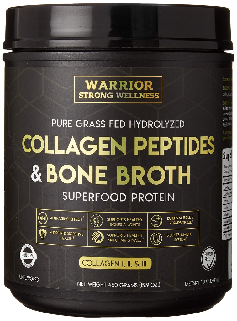Premium Collagen Bone Bone Broth Toz: Grass Fed Hidrolyzed Collagen Boost for Health Skin, Nails, Saç, Ortaklar, Kaslar, Bones, Digestion, Keto Friendly, Unflavored