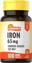 Sundance Iron Supplement Ferrous Sulfate 325 mg | 100 Tablet | Vegetarian, Non-GMO ve Gluten Free