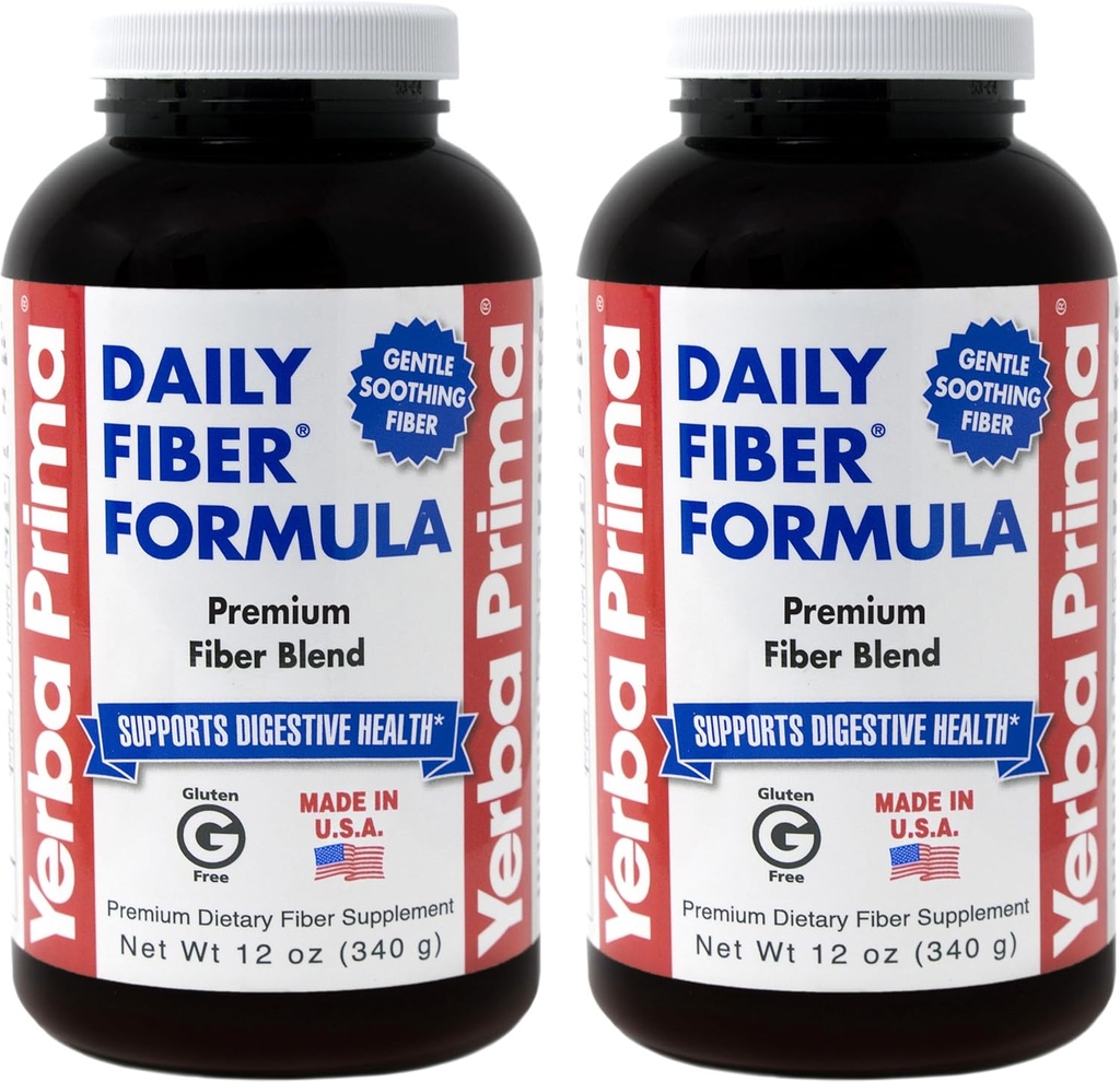Yerba Prima Daily Fiber Formula Toz - 12 oz (Pack of 2) - ► ve Çözülemeyen Diyet Fiber Supplement - Kolon Temiz - Gut Health - Vegan, Non-GMO, Gluten-Free-GMO, Gluten-Free-GMO, Gluten-Free-Free