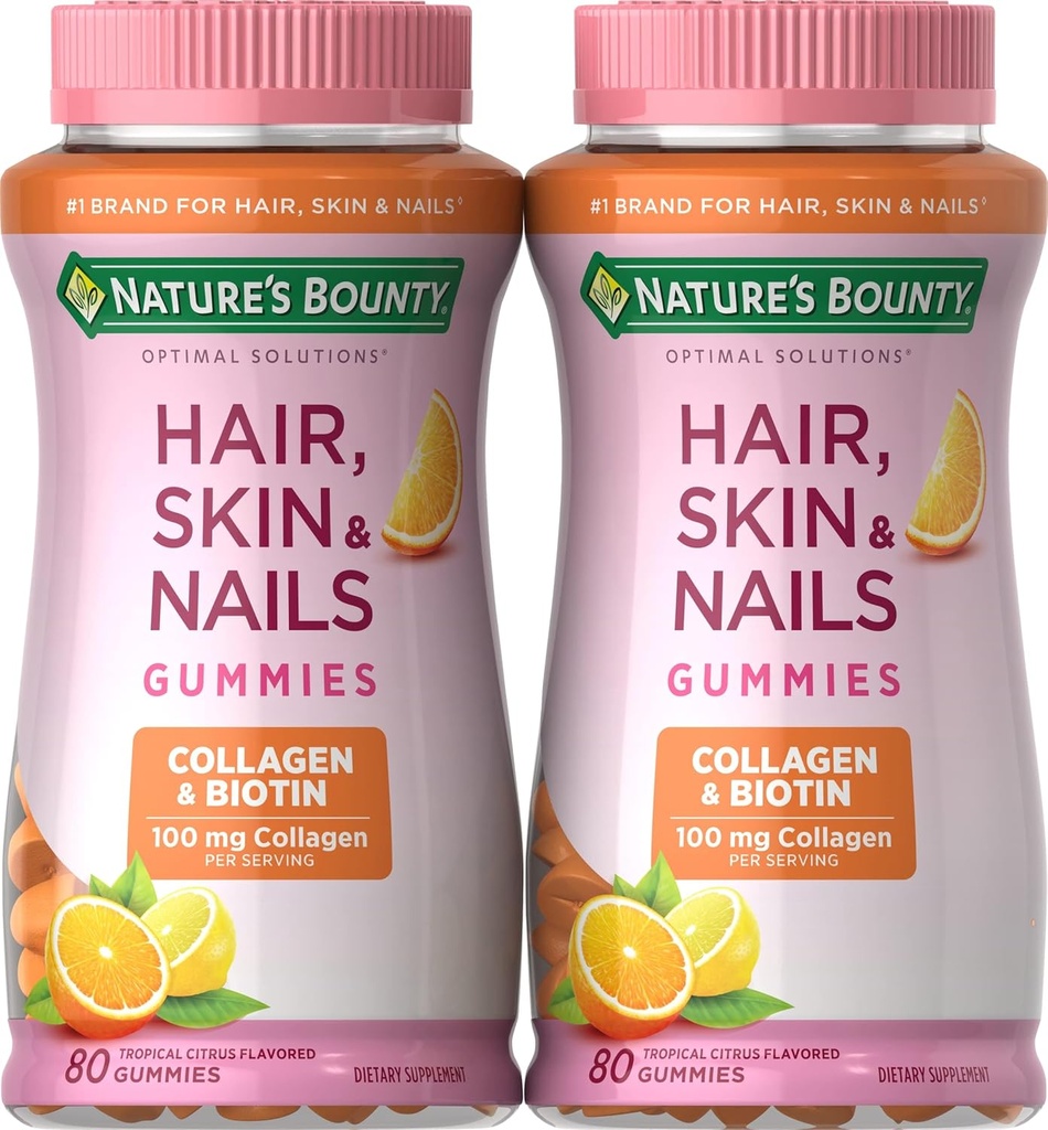 Boundty Biotin και Collagen της φύσης, Citrus-Flabored Gummies, 80 Ct (2 Pack)