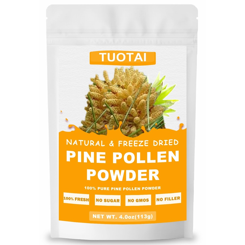 Premium Pine Pollen Toz, 100% Doğal Toz, No GMO, Nomixs, Vegan