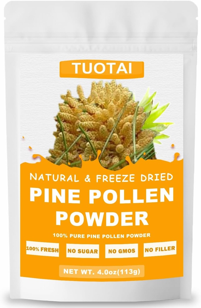 Premium Pine Pollen Toz, 100% Doğal Toz, No GMO, Nomixs, Vegan