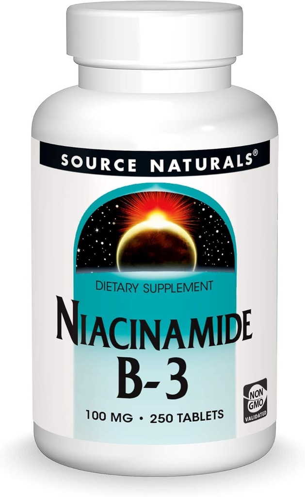 Source Naturals Niacinamid B-3, 100 mg Diyetsel Supplement - 250 Tablet