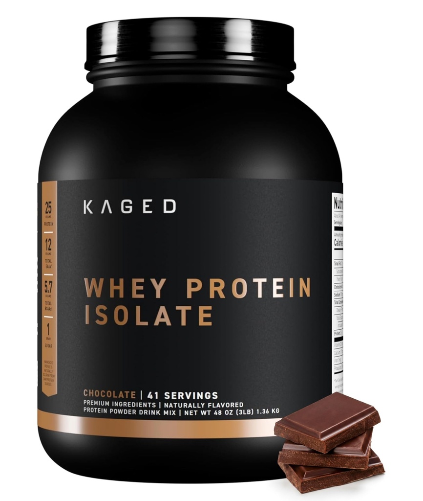 Kaged Whey Protein Isolate Toz | Chocolate | 100% Pure Low Lactose Whey | Post Workout Recovery Drink | Supports Muscle Building | Supplements for Men & Women | 41 Services