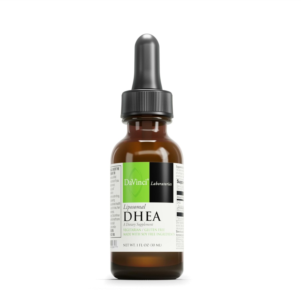 DAVINCI Laboratuvarları Liposomal DHEA - Sıvı Diyetsel Supplement Immune System, Tiroid Sağlığı ve Sağlıklı Hormon Seviyeleri * - DHEA (Dehidrepiandrosterone) ve Stevia Leaf Ekstraksiyonu - 30 ml