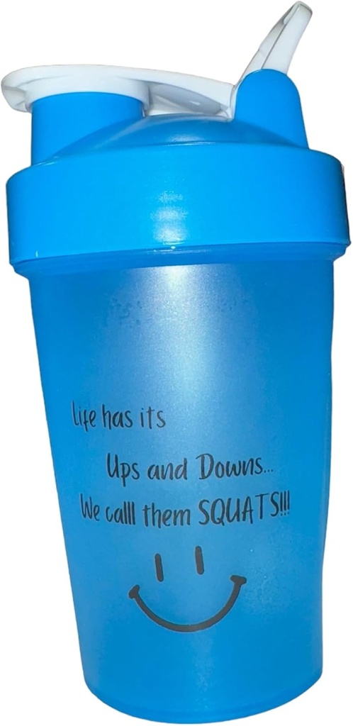 Protein Shaker Şişe, ShakeELITE - 13oz Honda-Free Blender ile Güvenli Leak-Proof Lid & Mix Ball - Spor için Mükemmel, Fitness ve On-Go Beslenme BLUE