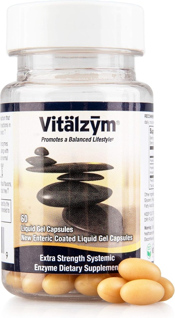 Proteolytic Systemic Enzymes Liquid Gel Capsules Serrapeptase, Immune ve Ortak Destek, Doğal Ache Relief Plus Ferttitude Supplement (60 Capsules)