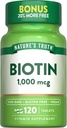 Nature's Truth Biotin 1000mcg | 120 Tabletler | Vegan, Non-GMO, Gluten Free Supplement Supplement