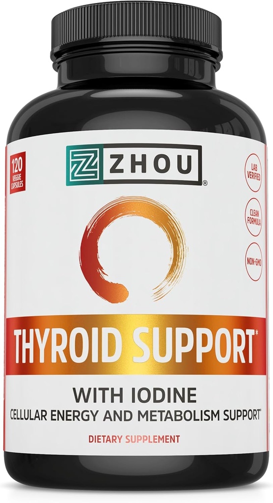 Zhou Yourroid Support - Youroid Supplement for Women & Men with çinko, Iodine & Selenium, Metabolic Health Youroid Kompleksi, Aswagandha & Kelp - 120 Veggie Capsules