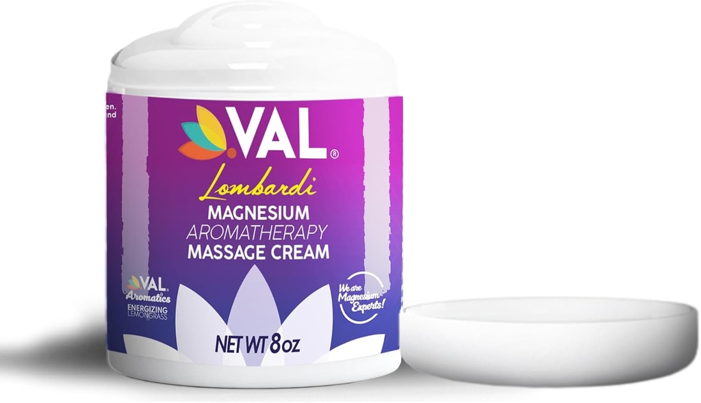 VAL Aromaterapi Masaj Krem 8oz | Zechstein Magnezyum + MSM + Organik Petroller | Hızlı | Ortak & Kas Yardım | Paraben-Free | ABD'de Yap