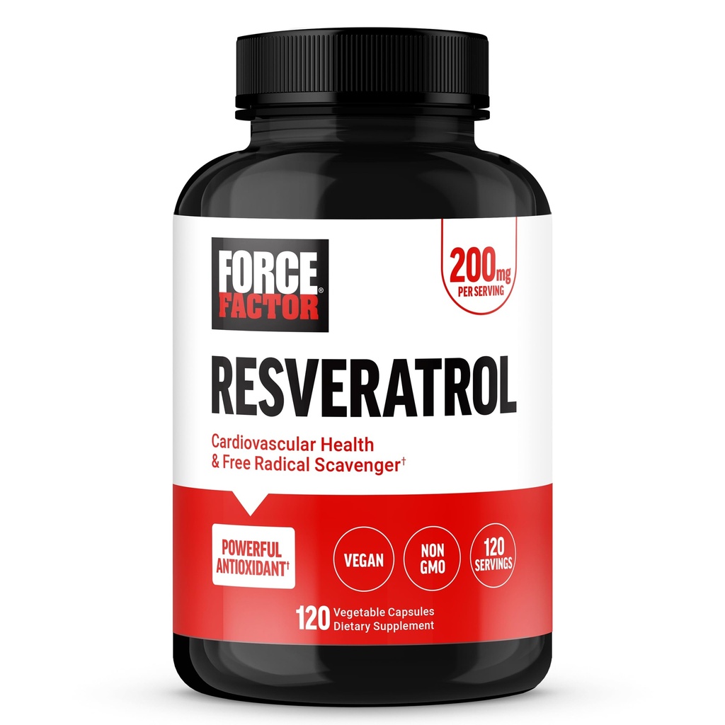 FORCE FACTOR Resveratrol συμπλήρωμα για την υποστήριξη της υγείας της καρδιάς, αντιοξειδωτικά συμπλήρωμα και δωρεάν Radical Scavenger Made with Japanese Knotweed, Vegan, μη-GMO, 120 κάψουλες λαχανικών