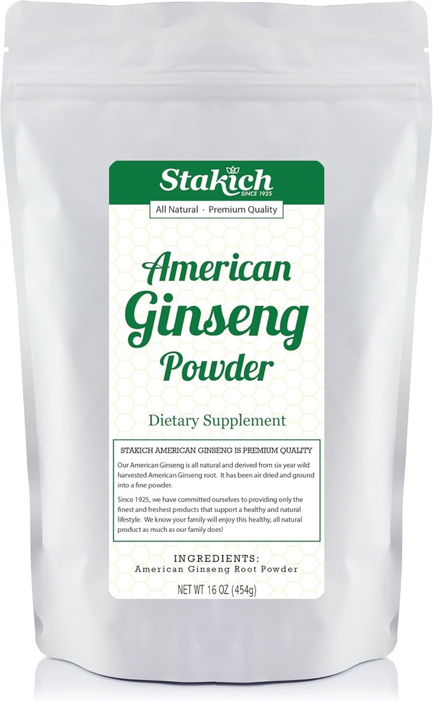 Stakich American Ginseng Root Powder - 1 Pound - Pure (1 Pound)